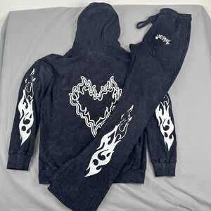 Ringspun tracksuit set Lounge Pants hoodie L Fleece flames tribal fleece Tall
